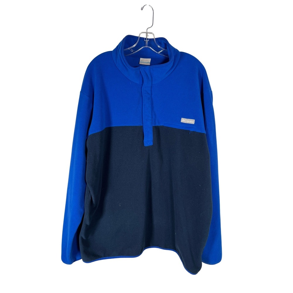 Columbia‎ Blue Navy Fleece Snap Pullover Gorpcore Outdoor Polyester XXL